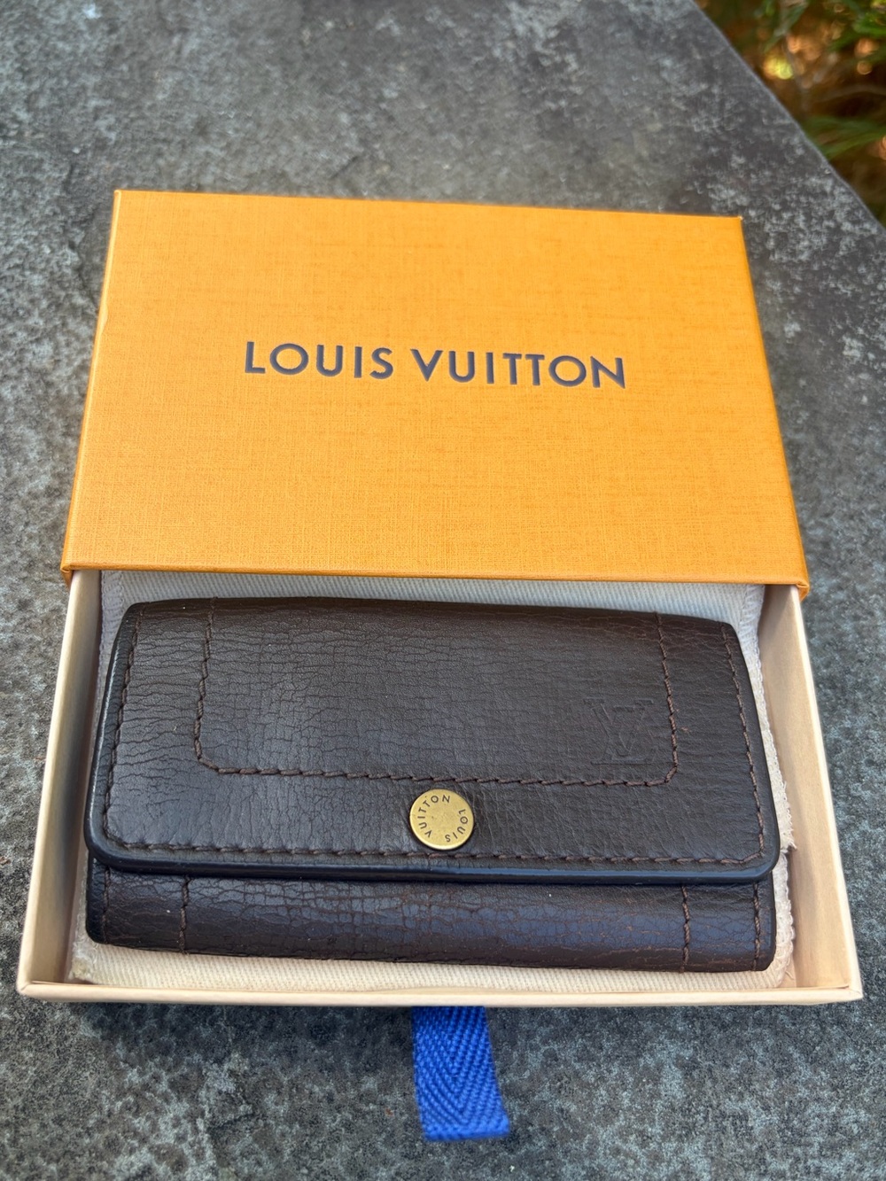Vintage Louis Vuitton Dark Brown Leather 6 Key & Card Holder
